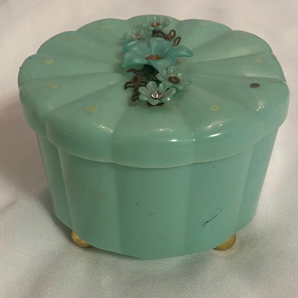 Vintage Mint Green Menda Co. Powerder/ Puff container - Picture 7 of 12